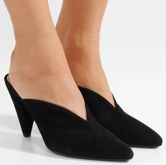 PRADA | V-Cut Black Suede Mules, Sz.  39 - Picture 1 of 16